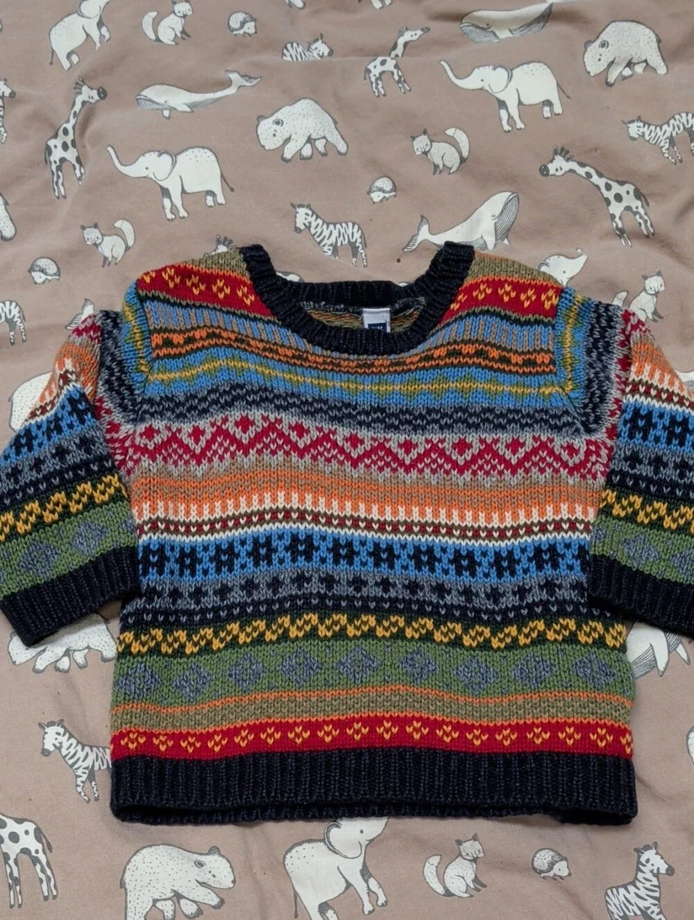 GAP Multicolor Striped Fair Isle Knit Sweater